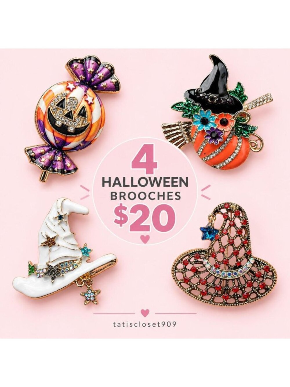 4 Halloween Brooches Bundle lot